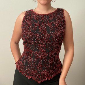 Dressbarn beaded red and black bodice top